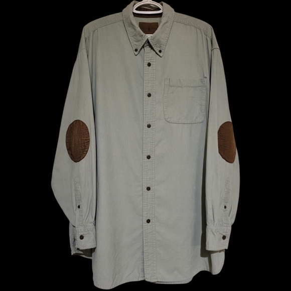 Duck Head Other - Duck Head Sage Green Corduroy Long Sleeve Button Shirt Suede Elbow Patches XXL